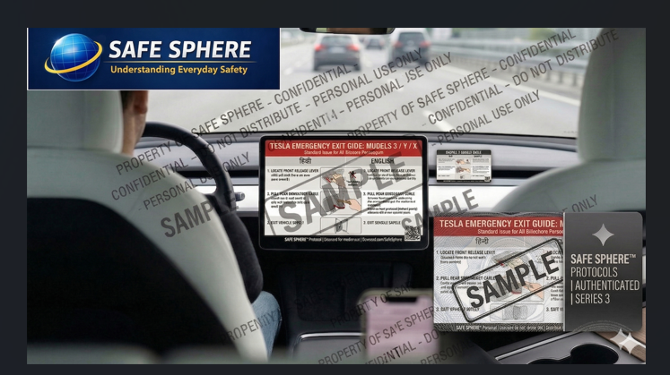 Tesla Cybertruck Emergency Escape Safety Card — French (Français)